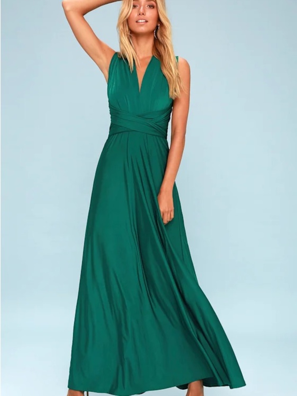 Lulus Emerald green convertible Maxi Dress NWOT